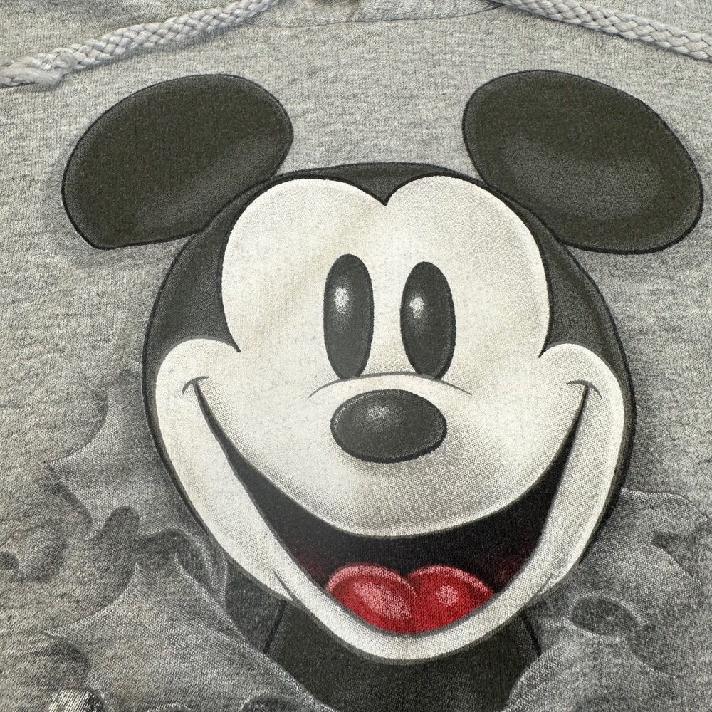 Walt Disney World Mickey Mouse Gray Pullover Hoodie Sweatshirt M Double Sided - Picture 4 of 11